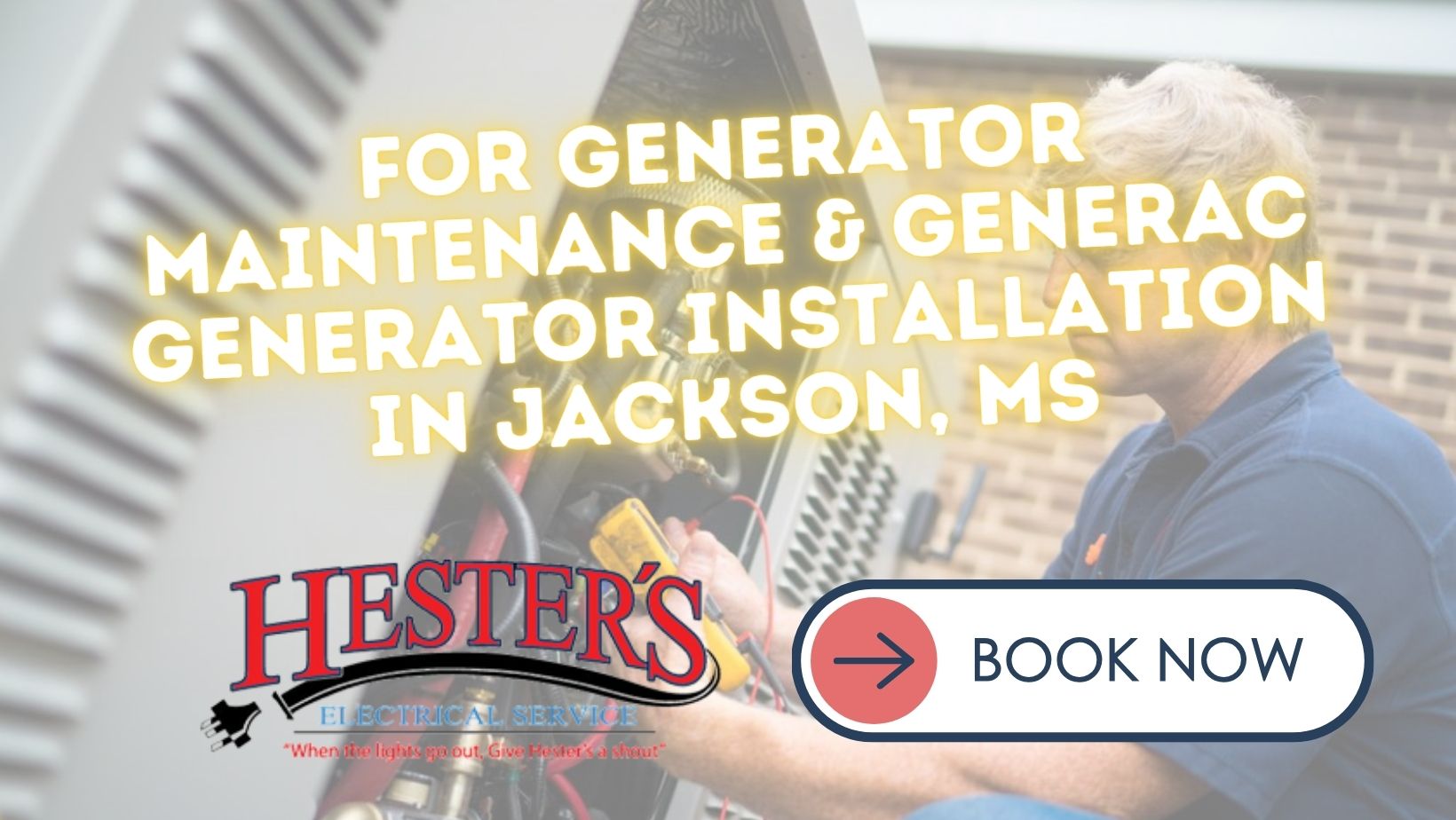 Technician performing maintenance on Generac generator in Jackson, Mississippi